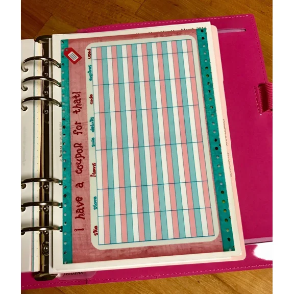 Coupon Wish List Two Sided Dashboard For Use With Filofax A5