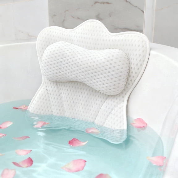 Couradic Bath Pillow Ergonomic Luxury Bathtub Pillow with Head,Neck, Shoulder and Back Support, 4D Bath Pillows for tub with 6 Powerful Suction Cups, Fits All Bathtub