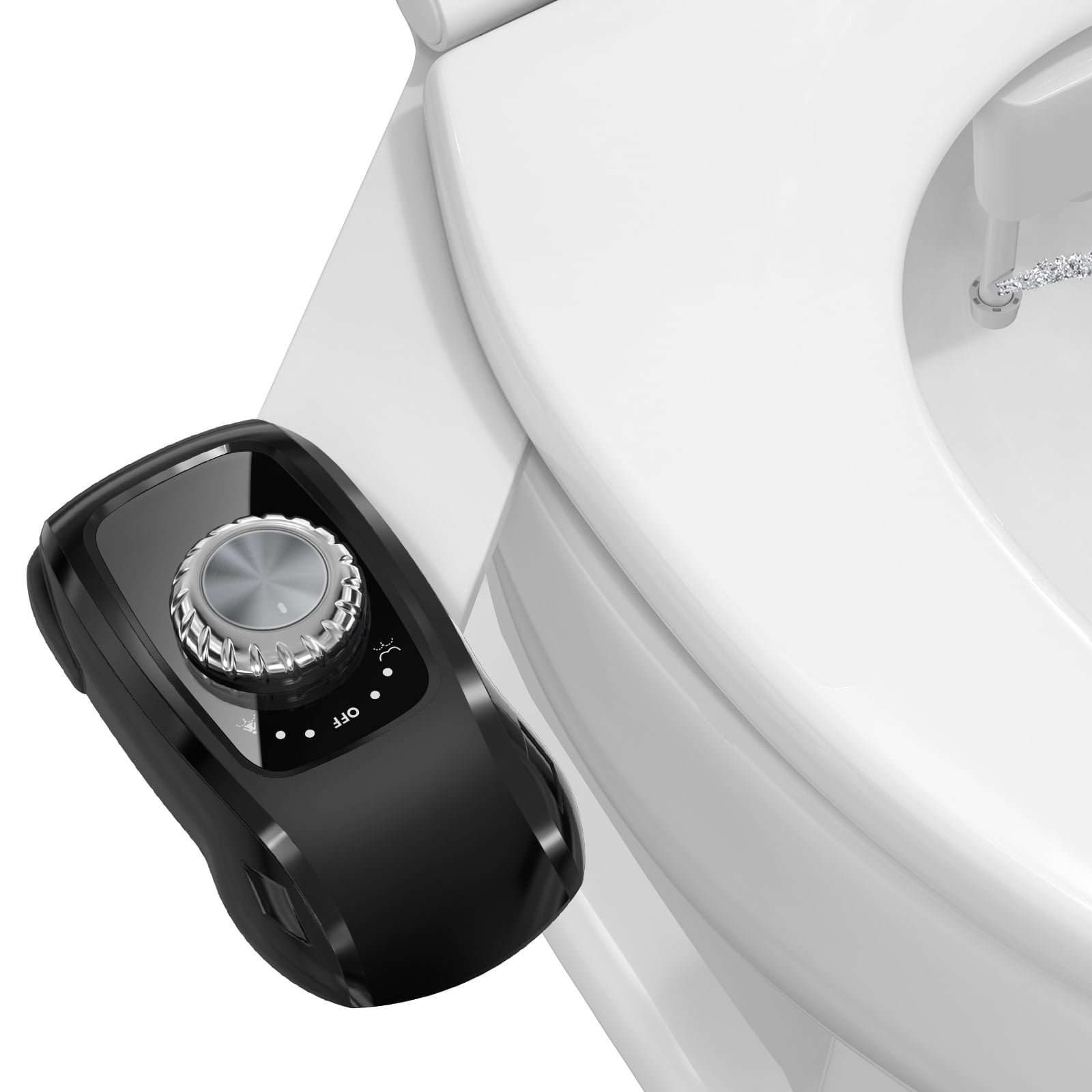 Couradric Bidet Attachment: Dual Nozzle , Hidden Nozzle, Adjustable Water Pressure- Black