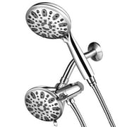 Couradric Dual Shower Head, 35 Spray Setting 2 in 1 Handheld Shower Heads Combo with Extra Long Stainless Steel Hose, High Pressure Model, Chrome, 5"