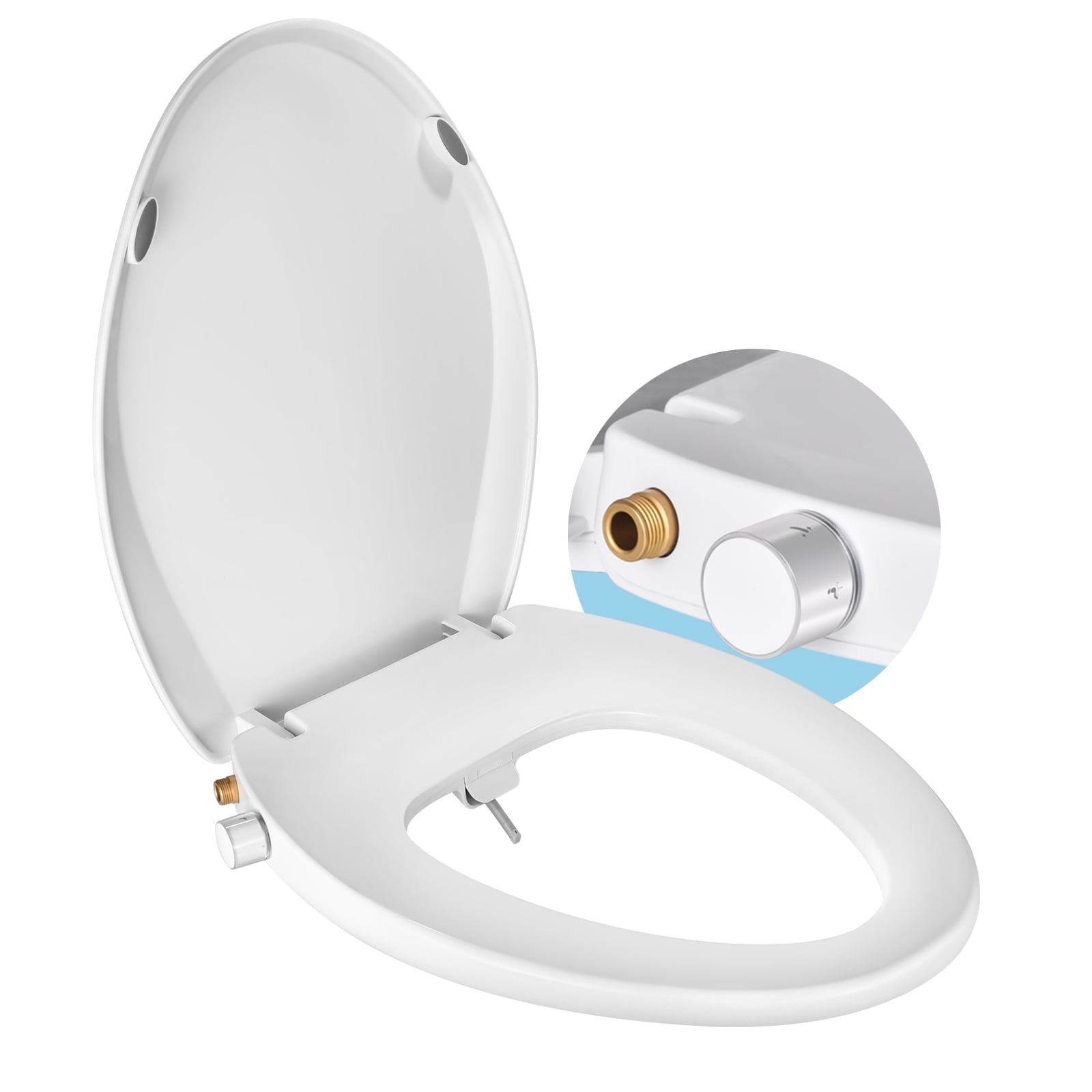 Elongated White Non-Electric Self-Cleaning Bidet Toilet Seat