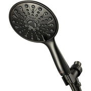 Couradric Handheld Shower Head, 6" Chrome Face 6 Spray Setting Shower Head with High Pressure, Brass Swivel Ball Mount and Extra Long Flexible Stainless Steel Hose