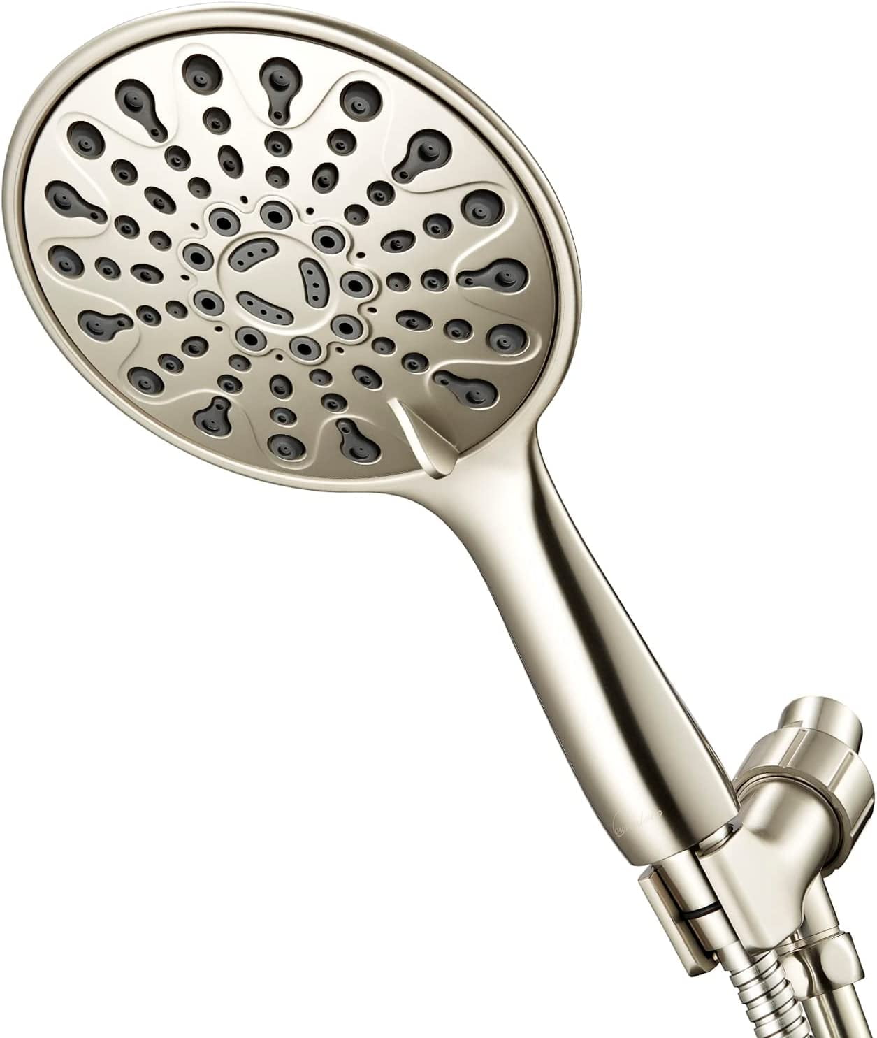 Brushed Nickel Handheld Shower Head with Brass Swivel Ball Bracket