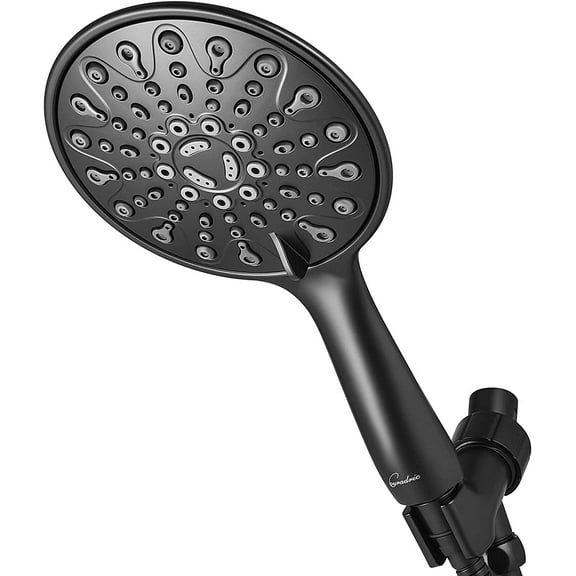 "Couradric Handheld Shower Head, 6"" Chrome Face, 6 Spray Settings, High Pressure, Extra Long Stainless Steel Hose"