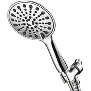 Couradric Handheld Shower Head, 6" Chrome Face 6 Spray Setting Shower Head with High Pressure, Brass Swivel Ball Mount and Extra Long Flexible Stainless Steel Hose