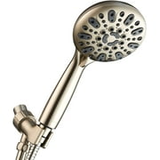Couradric Handheld Shower Head, 6 Spray Setting High Pressure Shower Head with Brass Swivel Ball Bracket and Extra Long Stainless Steel Hose, Brushed Nickel, 5"
