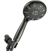 Couradric Handheld Shower Head, 6 Spray Setting High Pressure Shower Head with Brass Swivel Ball Bracket and Extra Long Stainless Steel Hose, Oil-Rubbed Bronze, 5"