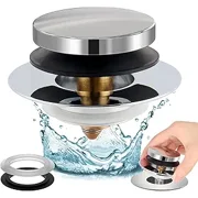 Couradric Universal Pop Up Bathtub Drain Stopper and Cover, Tip Toe Bath Drain Plug, Replaces Lift and Turn, Tip-Toe and Trip Lever Drains for Tub, Easy to Install and Clean, Solid Brass Metal