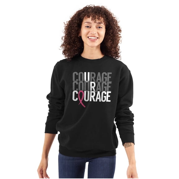 Courage Breast Cancer Awareness Women Crewneck Sweatshirt Brisco Brands S