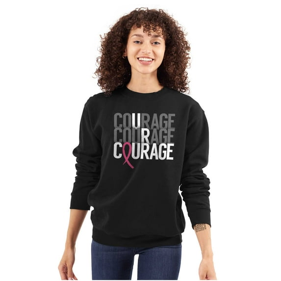 Courage Breast Cancer Awareness Women Crewneck Sweatshirt Brisco Brands S
