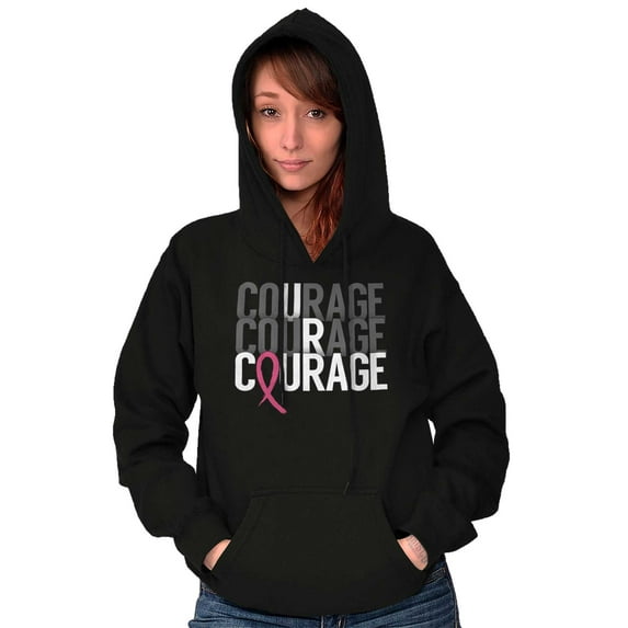 Courage Breast Cancer Awareness Women Plus Size Graphic Pullover Hoodie Brisco Brands 5X