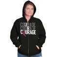 thumbnail image 1 of Courage Breast Cancer Awareness Zip Hoodie Sweatshirt Women Brisco Brands S, 1 of 6