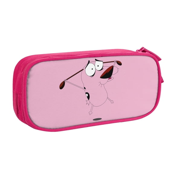 Courage the Cowardly Dog Big Capacity Pencil Case Bag with Zipper, Aesthetic Pencil Pouch Storage Bag Pen Box Organizer Office Supplies