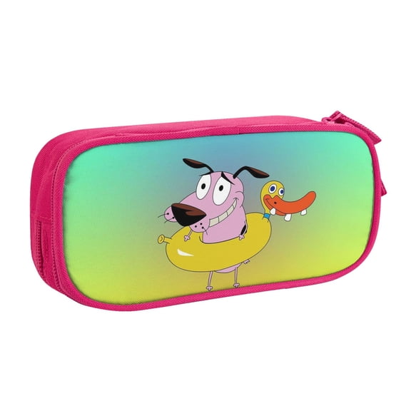 Courage the Cowardly Dog Big Capacity Pencil Case Bag with Zipper, Aesthetic Pencil Pouch Storage Bag Pen Box Organizer Office Supplies