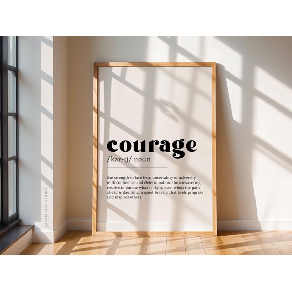 Courage Definition Print Motivational Print Courage Dictionary Art Courage Quote Typography Office Decor