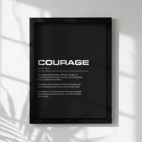 Courage Definition Wall Art, Bold Inspirational Quote Print, Minimalist Bravery Poster, Modern Home Gallery Decor, Strength Typography, Poster Only