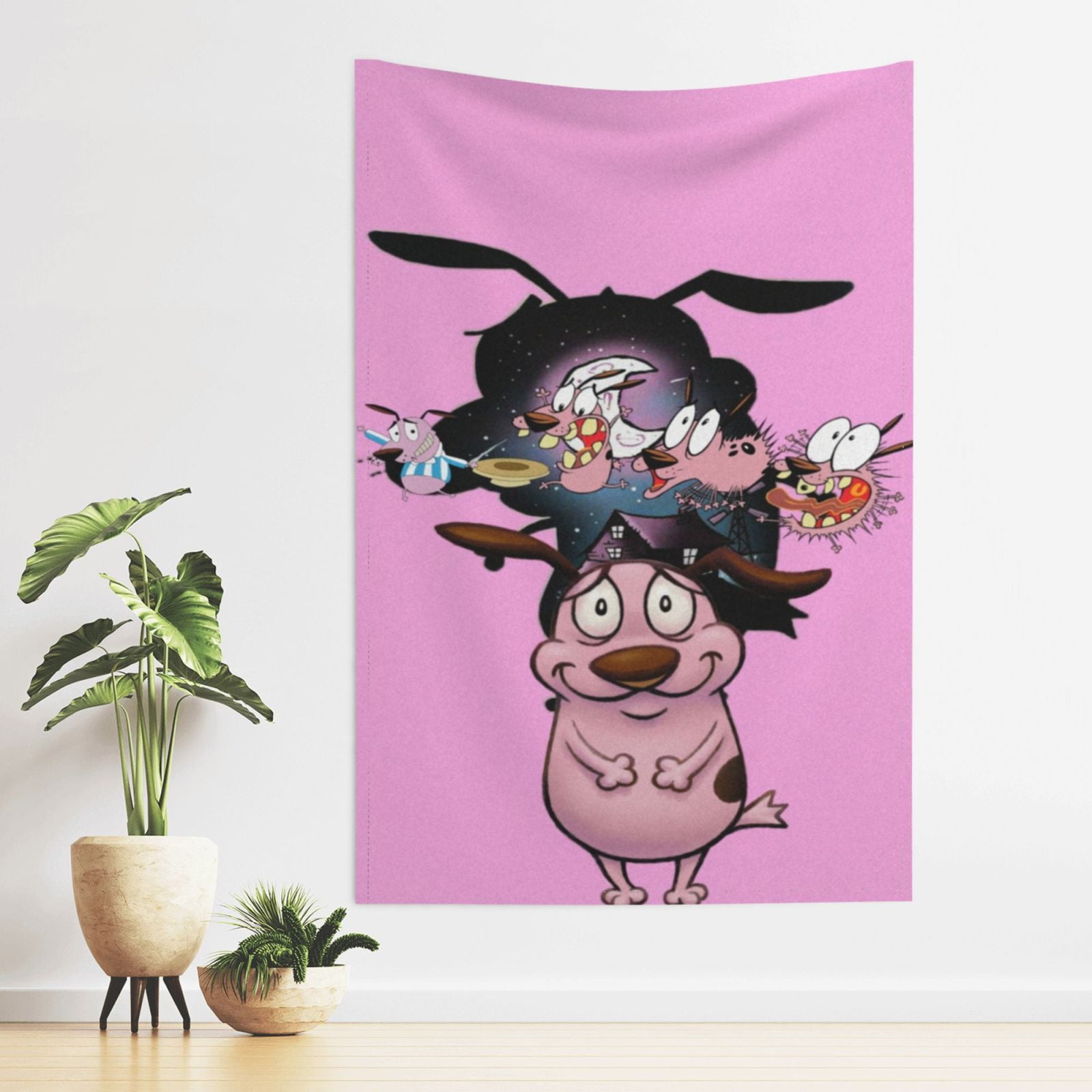 Courage Dog Tapestry Wall Hanging Print Fabric Tapestries Aesthetic