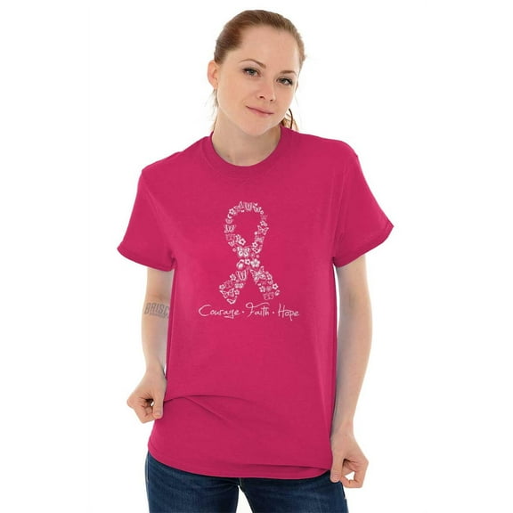 Courage Faith Hope Breast Cancer Women's Plus Size Graphic Tee Brisco Brands 2X