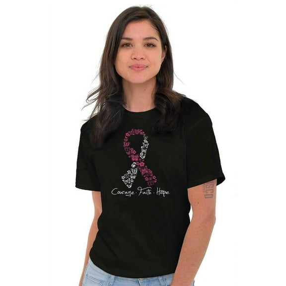 Courage Faith Hope Breast Cancer Women's Graphic T Shirt Tees Brisco Brands S