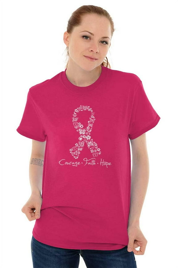 Courage Faith Hope Breast Cancer Women's Graphic T Shirt Tees Brisco Brands X