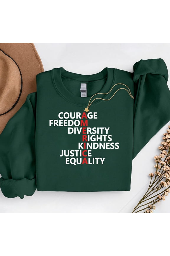 Courage Freedom Equality – T-Shirt, Hoodie & Sweatshirt – Inspirational Apparel – Everyday Wear