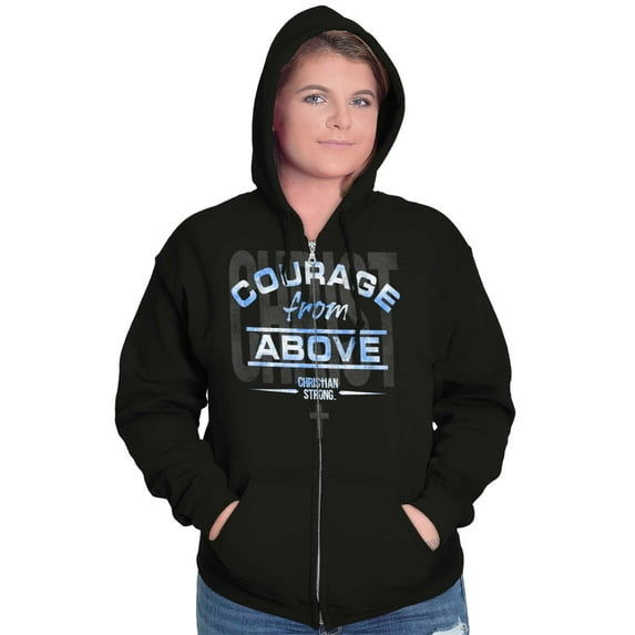 Courage From Above Religious Jesus Zip Up Hoodie Men's Women's Brisco Brands L
