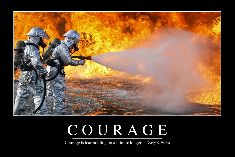 Courage Inspirational Quote and Motivational Poster Canvas Art - Stocktrek Images (34 x 23)