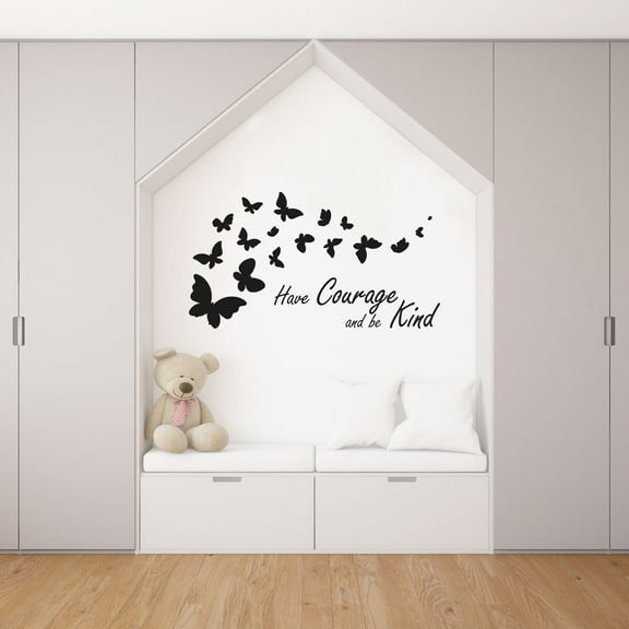 Have Courage And Be Kind - Quotes Pretty Little Butterflies Life Quote Vinyl Wall Art Wall Decal Wall Sticker Home Decoration Design Kids Room Boys Girls Room Wall Décor Size (18x20 inch)