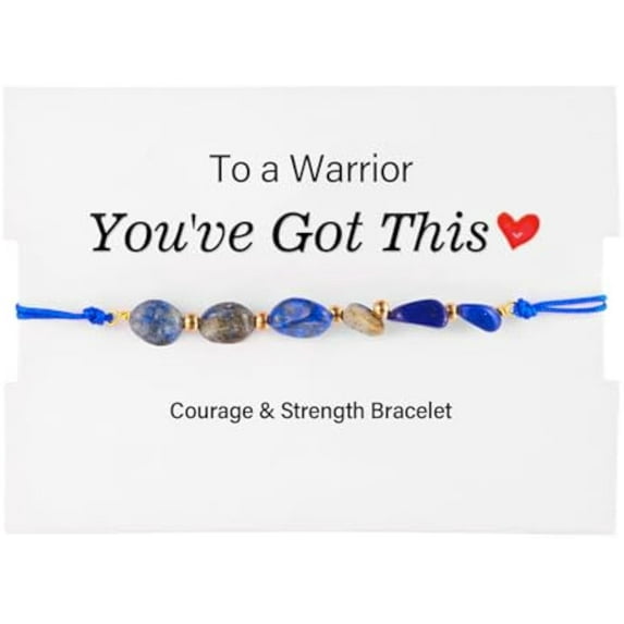 Courage & Strength Bracelet: A Symbol of Resilience for Warriors, Strength Healing Bracelet, "To a Warrior - You've Got This" Handmade Braided Inspirational Bracelets Encouragement Gift for Women
