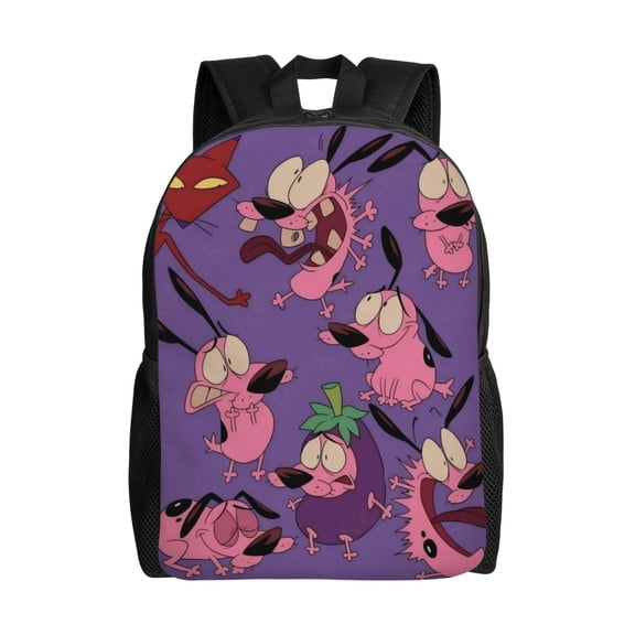 Courage The Cowardly Dog Backpack Lightweight Daypack Large Capacity Travel Work College Back Pack Novelty Computer Bag Laptop Bag