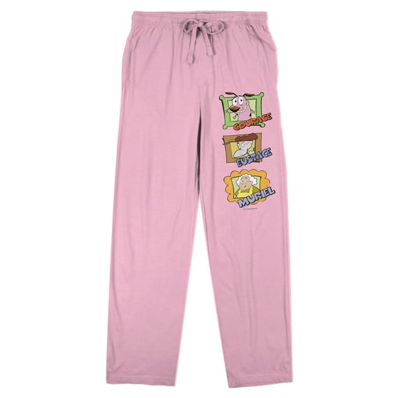 Courage The Cowardly Dog Characters In Picture Frames Women's Pink Sleep Pajama Pants-XS