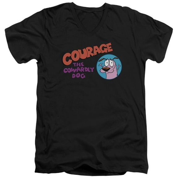 Courage The Cowardly Dog - Courage Logo - Slim Fit V Neck Shirt - Medium