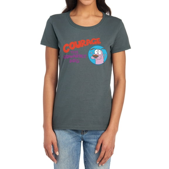 Courage The Cowardly Dog Courage Logo Women's T Shirt, Charcoal, 2X-Large