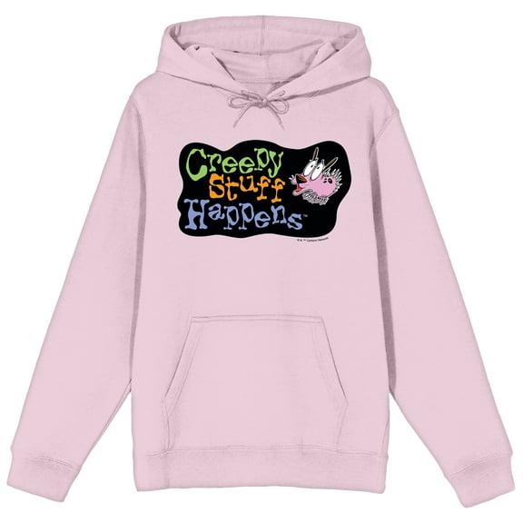 Courage The Cowardly Dog Creepy Stuff Happens Long Sleeve Cradle Pink Adult Hooded Sweatshirt-Medium