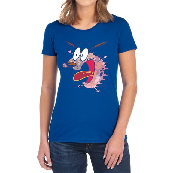 Courage The Cowardly Dog Evil Inside Women's T Shirt, Royal, Large