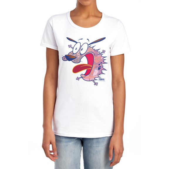 Courage The Cowardly Dog Evil Inside Women's T Shirt, White, 2X-Large
