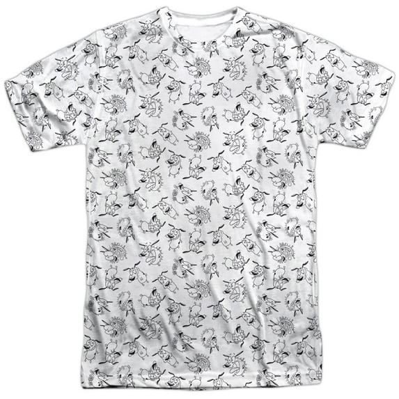 Courage The Cowardly Dog Men's Scream Pattern Sublimation T-shirt White