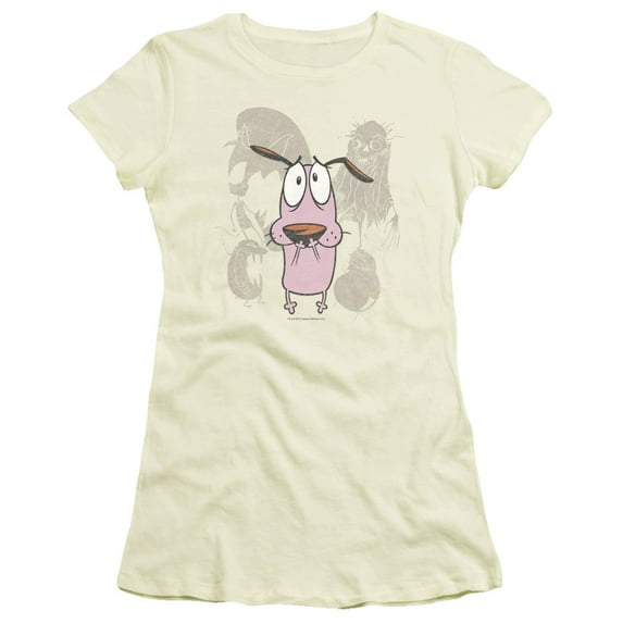 Courage The Cowardly Dog Monsters S/S Junior Women's T-Shirt Sheer Cream