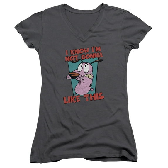 Courage The Cowardly Dog Not Gonna Like Junior Women's T-Shirt V-Neck Charcoal