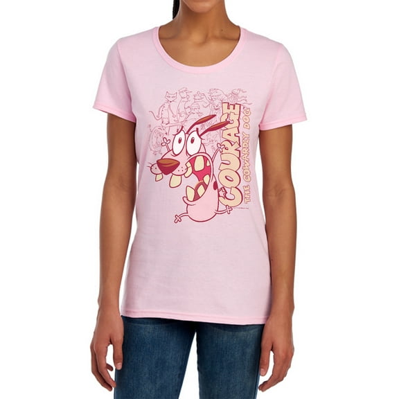 Courage The Cowardly Dog Running Scared Women's T Shirt, Pink, Medium