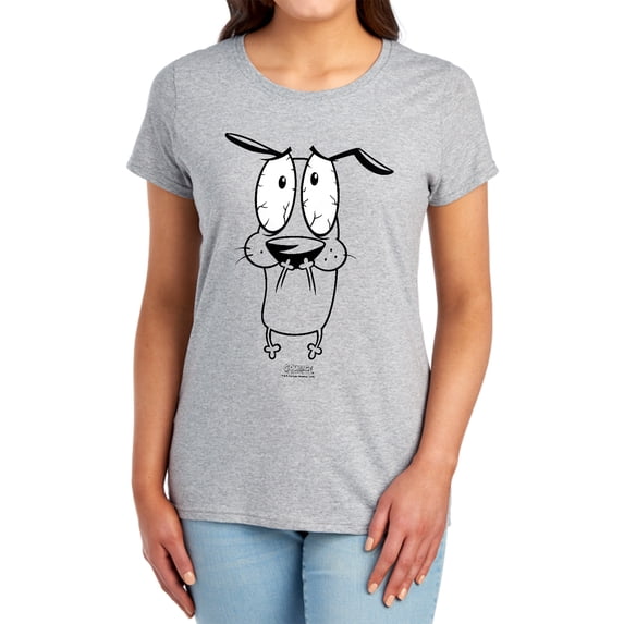 Courage The Cowardly Dog Scared Women's T Shirt, Athletic Heather, Large