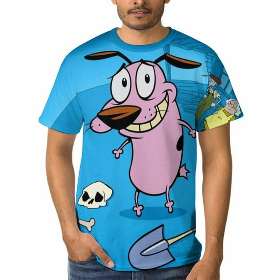 Courage The Cowardly Dog T-Shirts for Men, Casual Crew Neck Tee Shirts, Unisex Short Sleeve Tops, S-3XL