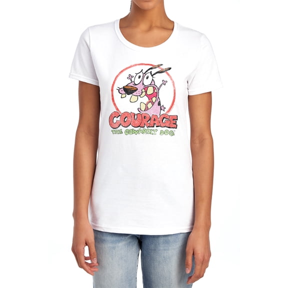 Courage The Cowardly Dog Vintage Courage Women's T Shirt, White, Large