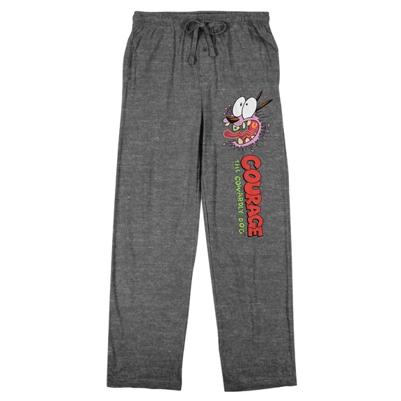 Courage The Cowardly Dog With Logo Men's Heather Gray Sleep Pajama Pants-Large