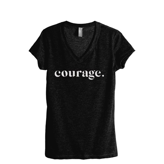 Courage Women's Fashion Relaxed V-Neck T-Shirt Tee Heather Black Large