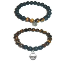 Courage Women's, Girls Tiger Eye & Black Lava Stone Bracelet Gift Set