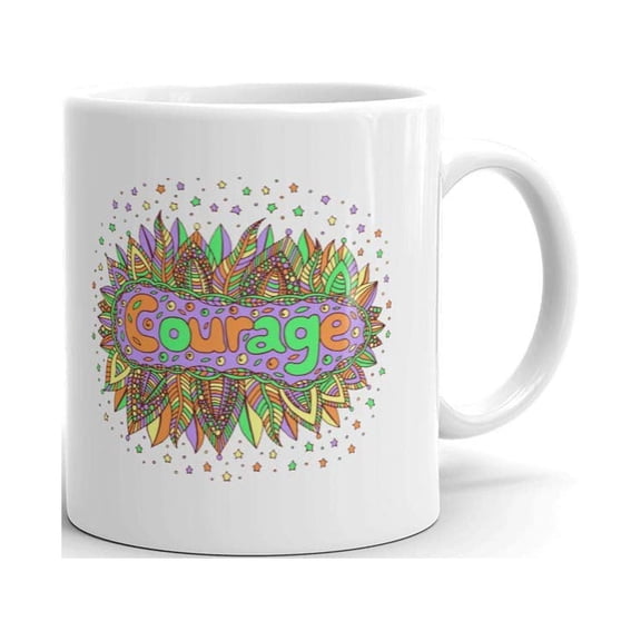 Courage Word Inspirational Coffee Tea Ceramic Mug Office Work Cup Gift 11 Oz