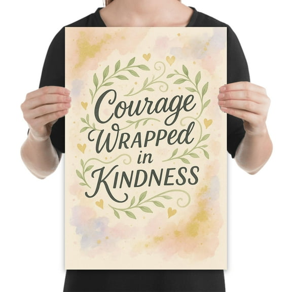 Courage Wrapped Kindness Poster - 13x19 - Wall Decor for Mental Health Advocates Gift