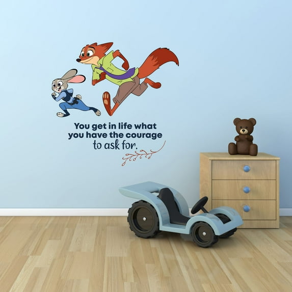 Courage Zootopia Animal Life Quote Cartoon Quotes Decors Wall Sticker Art Design Decal for Girls Boys Kids Room Bedroom Nursery Kindergarten Home Decor Stickers Wall Art Vinyl Decoration (10x10 inch)
