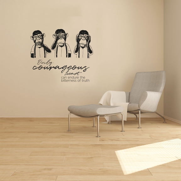Courageous Monkey Motivation Quote Animal Animals Life Quotes Wall Sticker Art Decal for Girls Boys Room Bedroom Nursery House Fun Home Decors Stickers Wall Arts Vinyl Decoration Size (8x10 inch)